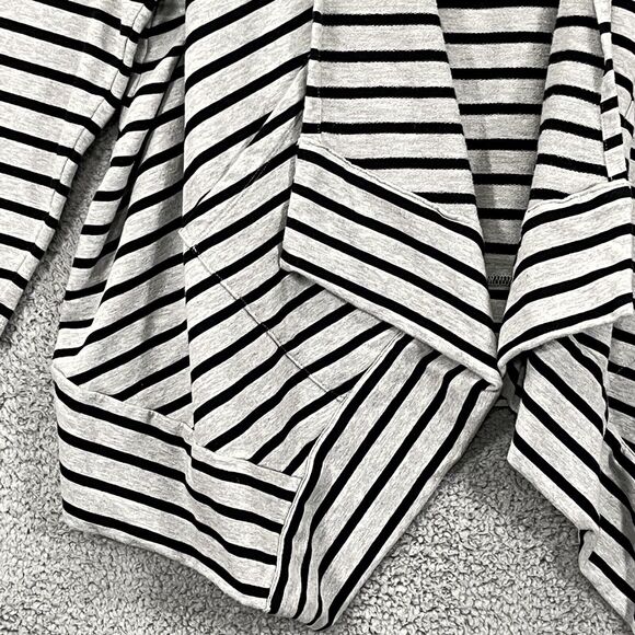 Denim & Co. Active Open Front Cardigan Women 2X Striped French Terry Drape Front - Picture 5 of 16